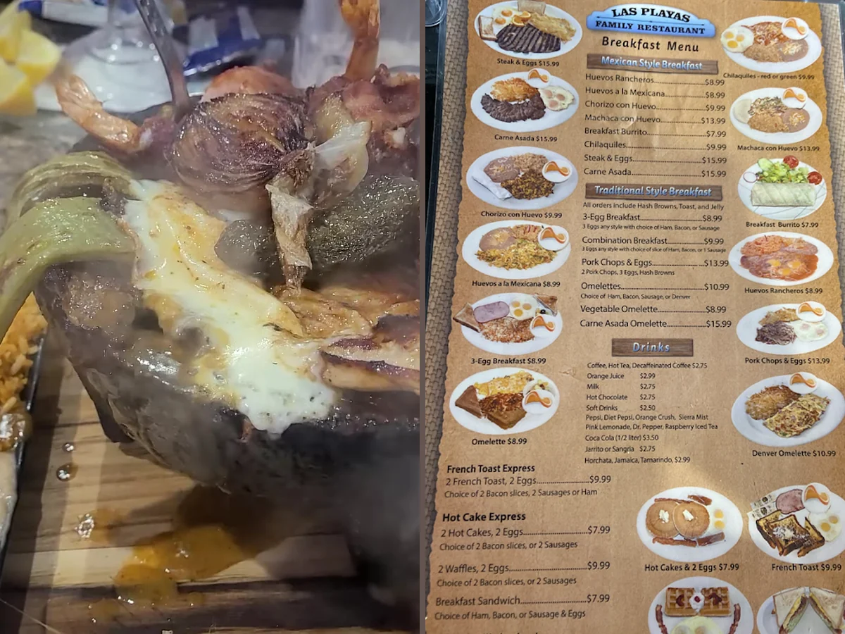 A spread of shrimp and fish dishes.