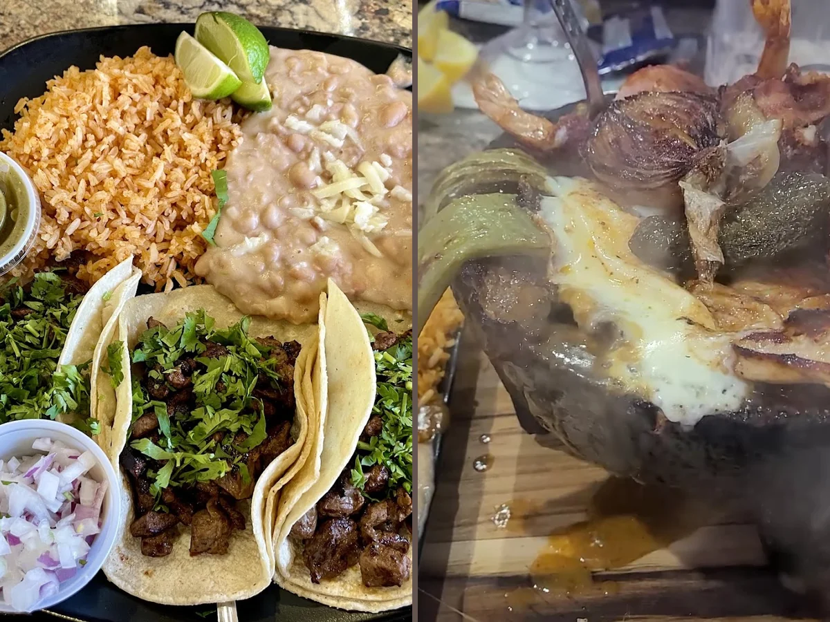 Mexican seafood dishes arranged for serving.